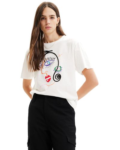 Desigual T-shirt Voor - Wit