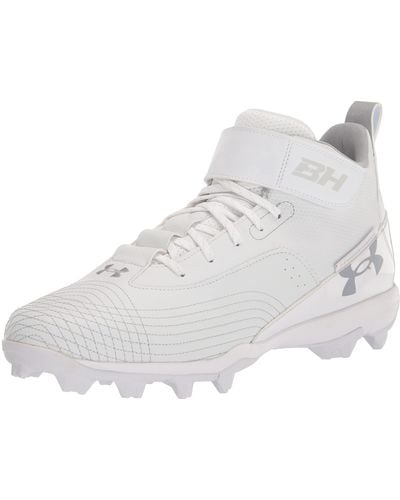 Under Armour Harper 7 Mid Rubber Molded Baseball Cleat Shoe, - Blanc