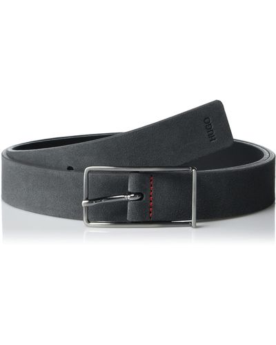 HUGO Soft Suede Leather Belt - Black
