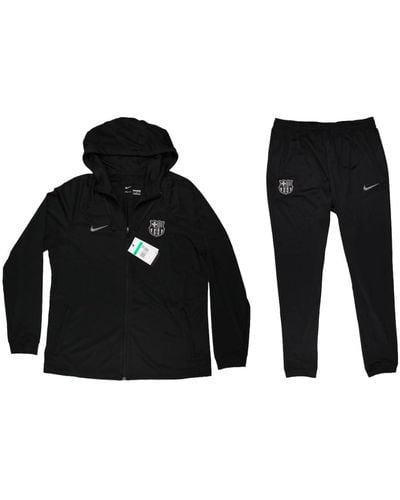 Nike 2022-2023 Barcelona Cl Hooded Strike Tracksuit - Black