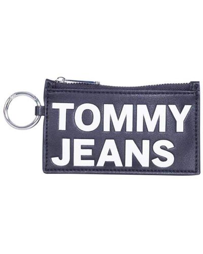 Tommy Hilfiger Black Faux Leather Logo Keyring Pouch - Weiß