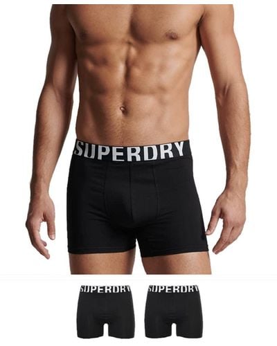Superdry Boxer Dual Logo Double Pack Shorts - Black
