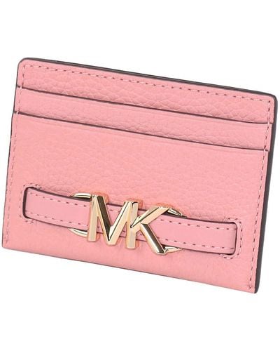 Michael Kors Reed Large Pebbled Leather Card Case In Primrose - Pink