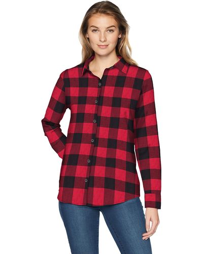 Amazon Essentials Long-sleeve Classic-fit Lightweight Plaid Flannel Shirt Shirt - Red
