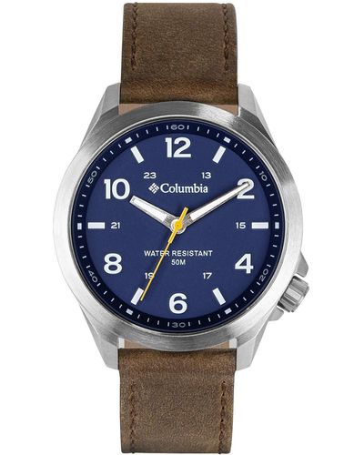 Columbia Self Select 44mm Quartz Blue Dial Brown Leather Strap S Watch