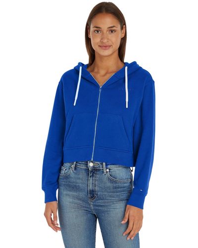 Tommy Hilfiger Sweatshirt mit Reißverschluss Zipper mit Kapuze - Blau