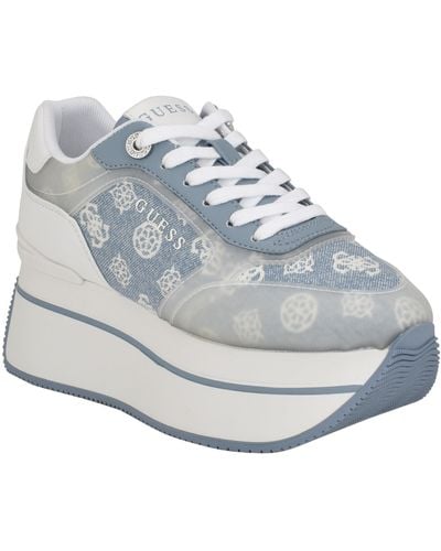 Guess Camrio Casual Double Platform Lace Up Sneakers - Blue