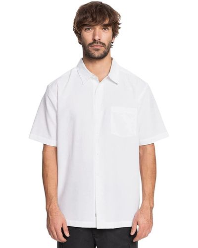 Quiksilver Centinela 4 Button Up Comfort Fit Pocket Collared Shirt - White