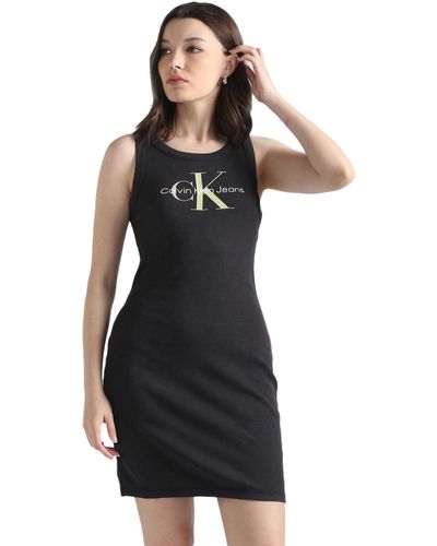 Calvin Klein Dress Rib Tank Sleeveless - Black