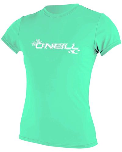 O'neill Sportswear Wetsuits Wms Basic Skins Short Sleeve Sun Shirt Camicia - Verde