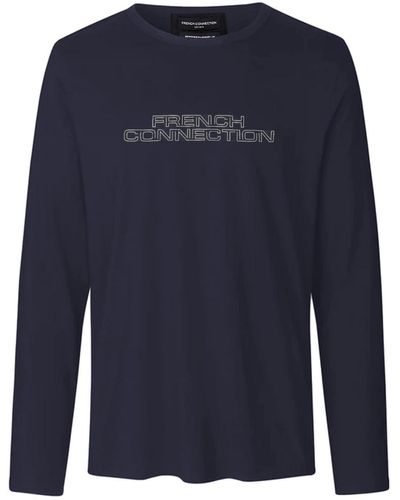 French Connection Long Sleeve Spacefold T-shirt Medium - Blue