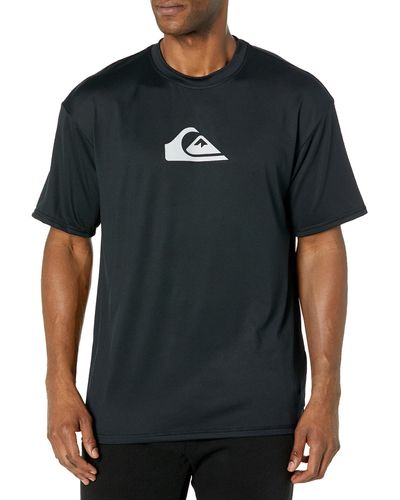 Quiksilver Mens Solid Streak Short Sleeve Surf Tee Rashguard Rash Guard Shirt - Black