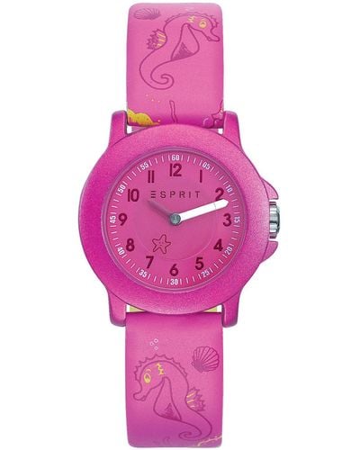Esprit Analog Quarz Smart Watch Armbanduhr mit Leder Armband ES103454012 - Pink