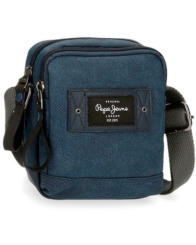 Pepe Jeans Vivac Bandoulière Bleu 12 x 15 x 3,5 cm Coton et PU