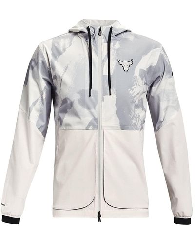 Under Armour S Rock Legacy Windbreaker Jacket Long Sleeve White M - Blue