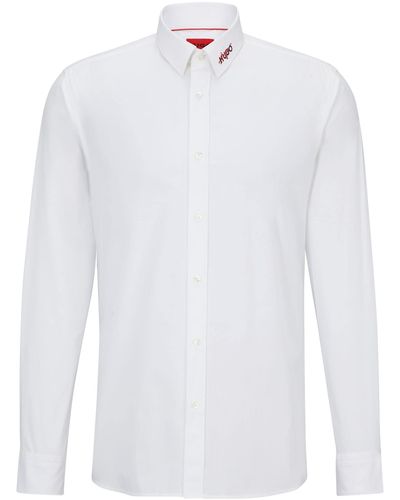 HUGO Elisha02 Extra Slim-Fit Hemd aus bügelleichter Baumwoll-Popeline Weiß 38