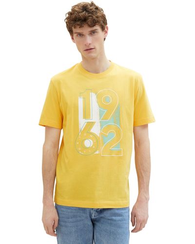 Tom Tailor Basic T-Shirt mit Print - Gelb