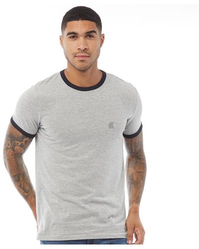 French Connection Ringer Short Sleeve Crew Neck Tee Shirt X-large - Grey