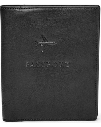 Fossil Leather Rfid Passport Case Accessories Black