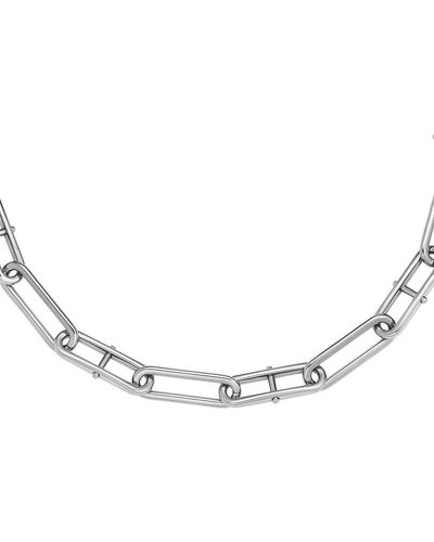Fossil Collier pour femmes Collier de chaîne en acier inoxydable Heritage D-Link - Blanc