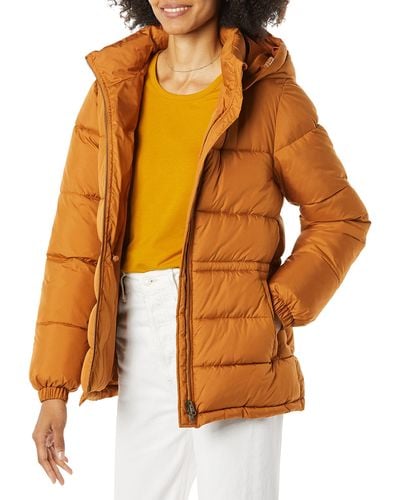 Amazon Essentials Heavyweight Puffer Jacket With Drawstring Waist - Orange
