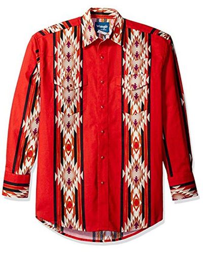 Wrangler Checotah Dress Western Long Sleeve Shirt - Red