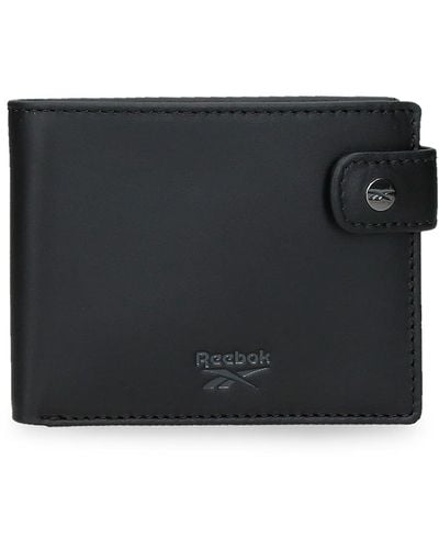 Reebok Switch Portafoglio orizzontale con chiusura a scatto nero 11x8,5x1 cm Pelle