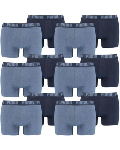 PUMA 12 er Pack Boxer Boxershorts Unterhose Pant Unterwäsche - Blau