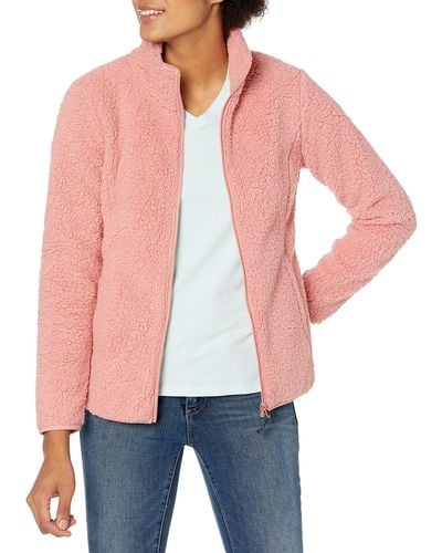 Amazon Essentials Polar Fleece Lined Sherpa Full-zip Jacket,pink(blush) Ufacturer Size : Xl(eu 2xl) - Red