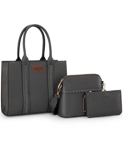 Wrangler 3pcs Purses For Tote Bag Crossbody Handbag Sets With Strap - Black