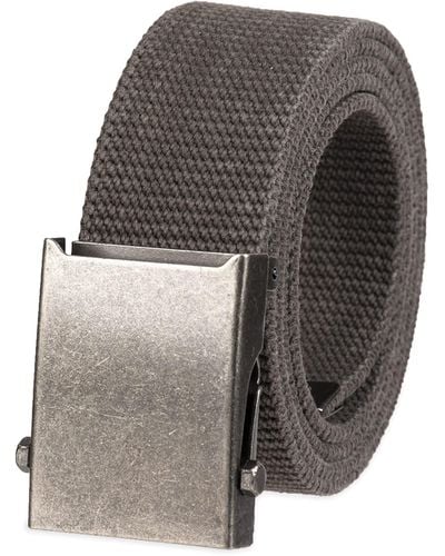 Columbia 's Military Web Belt-adjustable One Size Cotton Strap And Metal Plaque Buckle - Grey