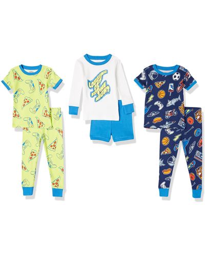 Amazon Essentials Conjuntos de Pijama ceñidos de algodón - Azul
