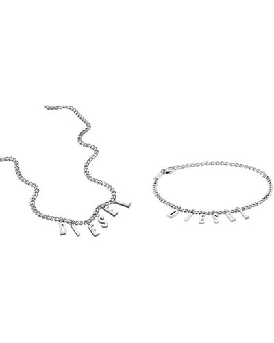 DIESEL Halskette und -Armband Steel - Mettallic