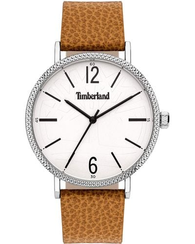Timberland Analoog Kwarts Horloge Met Lederen Armband Tbl15636jys.01 - Bruin