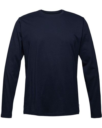 Esprit Langarmshirt Jersey-Longsleeve aus 100% Bio-Baumwolle (1-tlg) - Blau