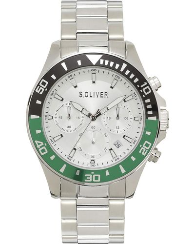 S.oliver Analog Quarz Uhr mit Edelstahl Armband SO-4239-MC - Mettallic