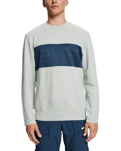 Esprit Sweatshirt aus Fleece mit Mesh-Logo - Blau