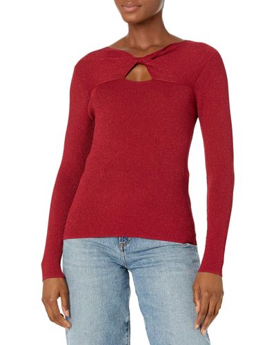 Calvin Klein Lurex Twist Front Sweater - Red