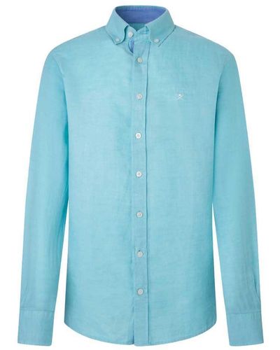 Hackett Linen Herringbone Shirt - Blue