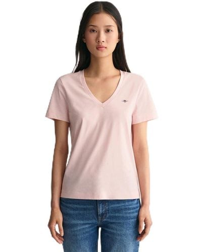 GANT REG Shield SS V-Neck T-Shirt - Rot