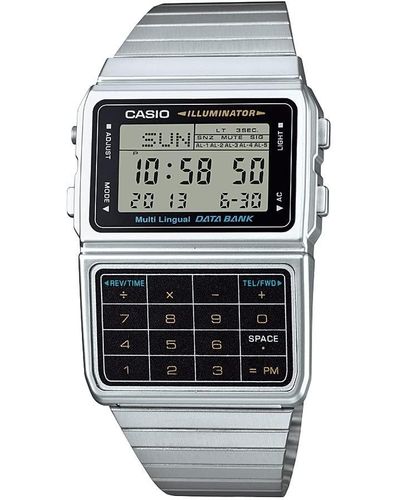 G-Shock Silver Tone 25 Memory Calculator Databank Watch - Gray