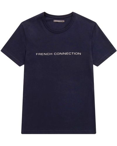 French Connection Crew Neck Classic Logo Shirt Medium - Blue