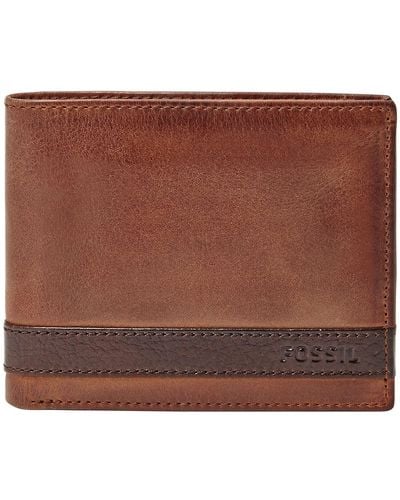 Fossil Portafoglio a tre ante Neel in pelle marrone per uomo ML3869200