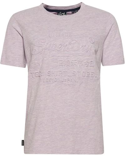 Superdry Vintage Logo Emboss Tee Shirt - Pink