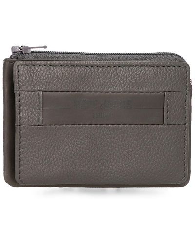 Pepe Jeans Checkbox Purse With Card Holder Grey 11 X 7 X 1.5 Cm Leather