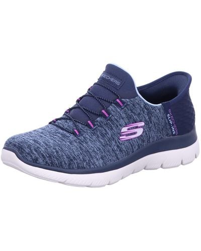 Skechers Summit Dazzling Haze Slip-ins Navy/purple Low Top Sneaker Shoes 6.5 - Blauw