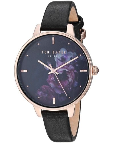 Ted Baker Analog Quarz Uhr mit Leder Armband TE50005021 - Schwarz