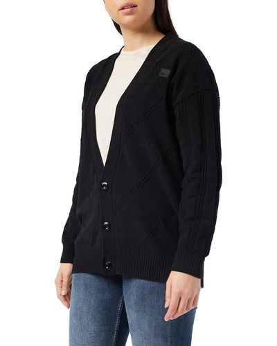 G-Star RAW Cable Loose Cardigan Sweater Voor - Zwart