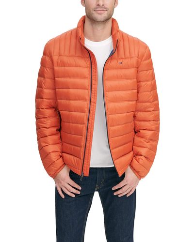 Tommy Hilfiger Real Down Insulated Packable Puffer Jacket - Orange