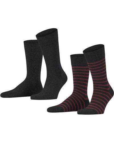 Esprit Fine Stripe 2-pack Socks - Black